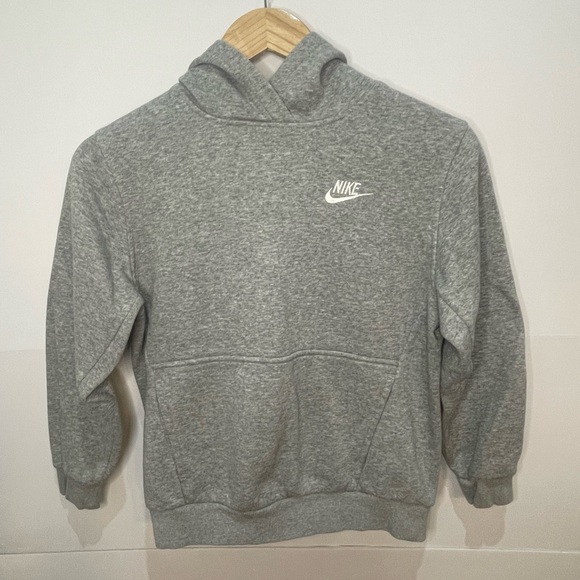 Nike Kids Gray Hoodie Sweatshirt with Iconic Swoosh - Picture 1 of 5
